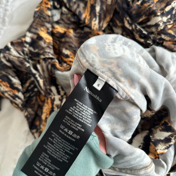 Nanushka Zada Shirt Dress In Watercolor Abstract-Print Button Front Size Small - Picture 4 of 10